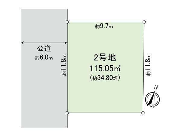 高木町1丁目 2号地 区画図 高木町1丁目 2号地 区画図