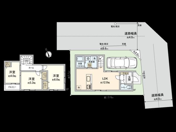 国立市東3丁目 2区画 区画図+建物プラン例 国立市東3丁目 2区画 区画図+建物プラン例