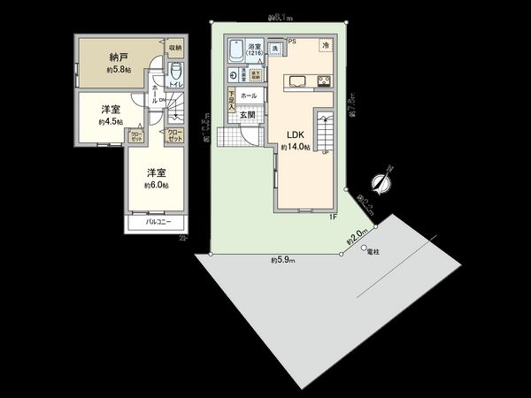 国立市西1丁目 1区画 建物プラン例 (間取り図) 建物プラン例 (間取り図)