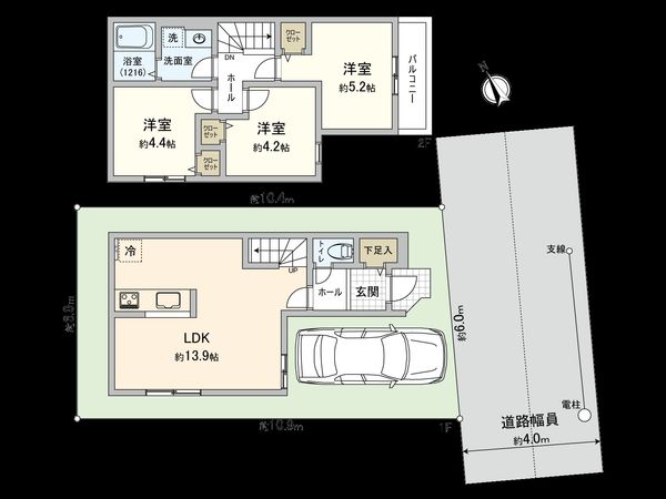 国立市東3丁目 1区画 区画図+建物プラン例 国立市東3丁目 1区画 区画図+建物プラン例