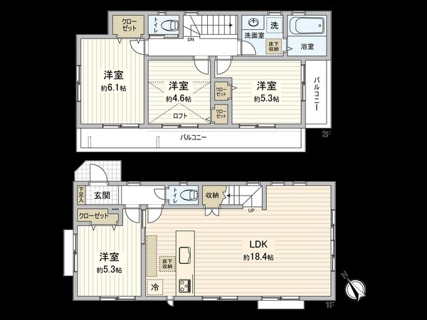 府中市北山町4丁目 新築戸建 間取図(平面図) 府中市北山町4丁目 新築戸建 間取図(平面図)