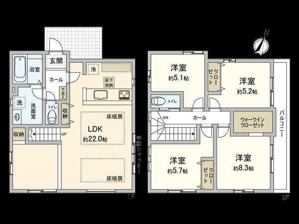 国分寺市高木町3丁目 2号棟 間取図(平面図) 国分寺市高木町3丁目 2号棟 間取図(平面図)