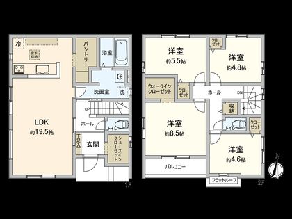 国立市中3丁目 2号棟 間取図(平面図)