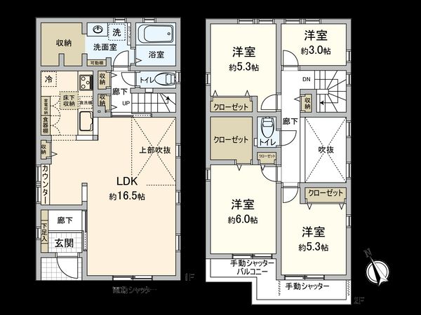 国立市矢川3丁目 2号棟 間取図(平面図) 国立市矢川3丁目 2号棟 間取図(平面図)