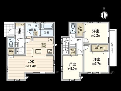 府中市北山町2丁目 2号棟 間取図(平面図)