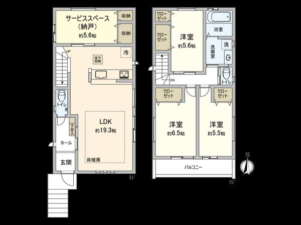 国立市西2丁目 1号棟 間取図(平面図)