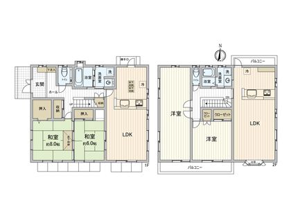 府中市西原町二丁目 二世帯住宅 間取図(平面図)
