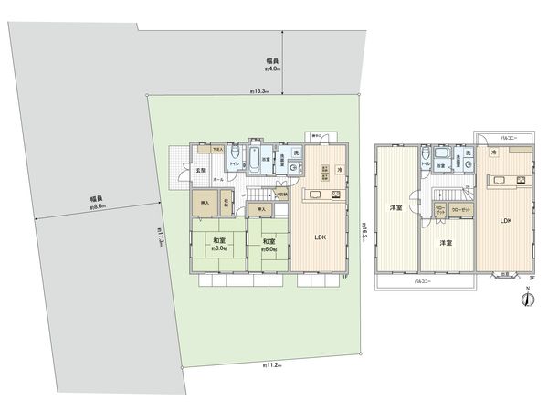 府中市西原町二丁目 二世帯住宅 間取図(平面図)