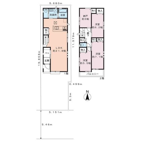 国立市西2丁目 戸建 間取図(平面図)