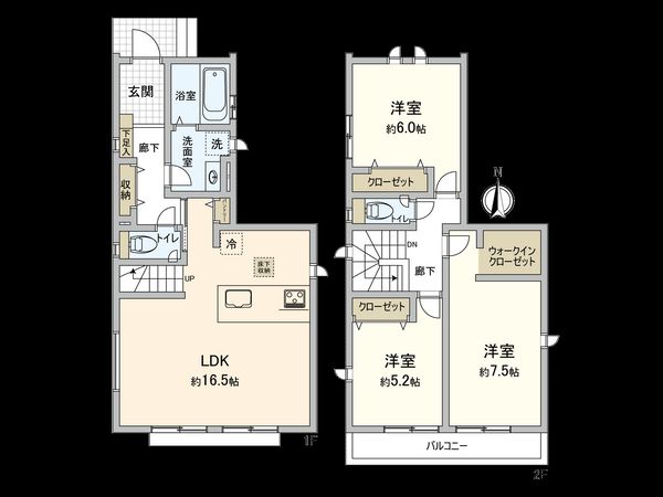 国立市西2丁目 1号棟 間取図(平面図)