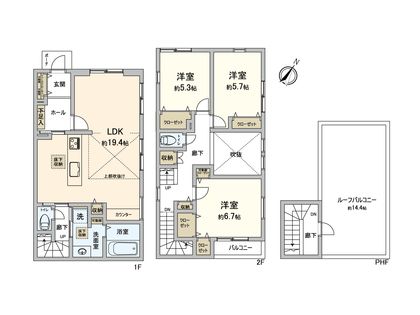 国分寺市日吉町3丁目 新築戸建 間取図(平面図)