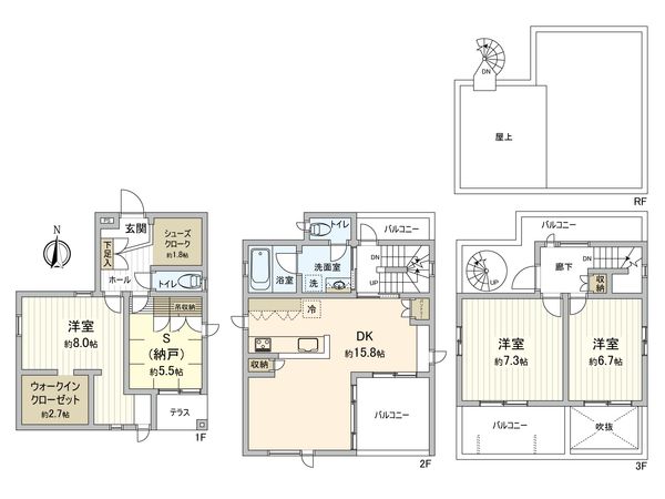 国立市西2丁目 戸建 間取図(平面図) 間取図(平面図)