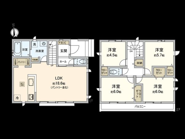 立川市若葉町2丁目 A号棟 間取図(平面図) 間取図(平面図)