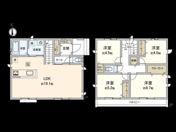 立川市若葉町2丁目 B号棟 間取図(平面図) 間取図(平面図)