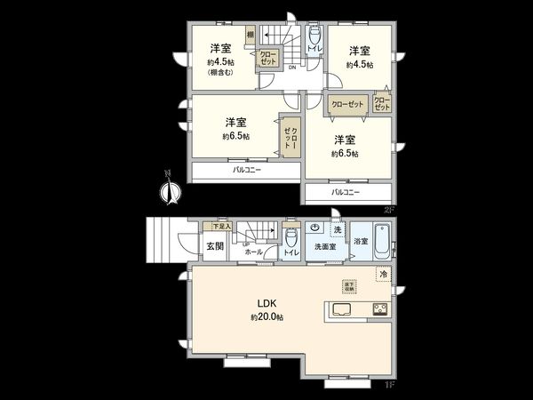立川市若葉町2丁目 C号棟 間取図(平面図) 間取図(平面図)