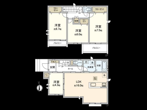 立川市若葉町2丁目 D号棟 間取図(平面図) 間取図(平面図)