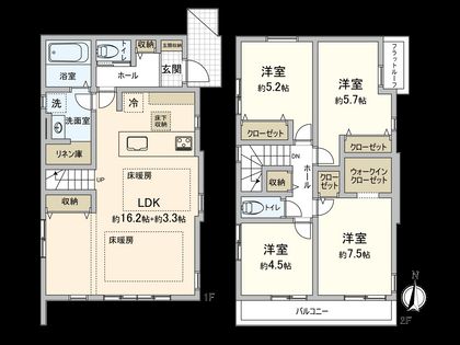 府中市北山町2丁目 間取図(平面図)