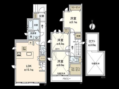 国立市西2丁目 2号棟 間取図(平面図)