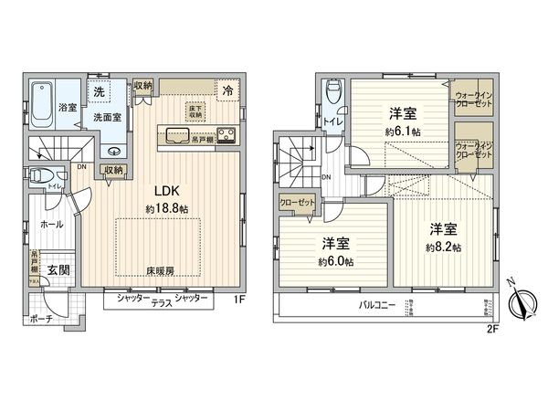 国立市東3丁目 戸建 間取図(平面図) 国立市東3丁目 戸建 間取図(平面図)