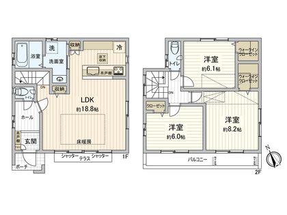 国立市東3丁目 戸建 間取図(平面図)