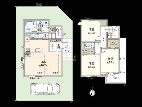 国立市西1丁目 新築戸建1号棟 間取図(平面図)