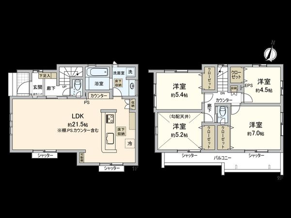 国分寺市高木町2丁目 5号棟 間取図(平面図) 国分寺市高木町2丁目 5号棟 間取図(平面図)