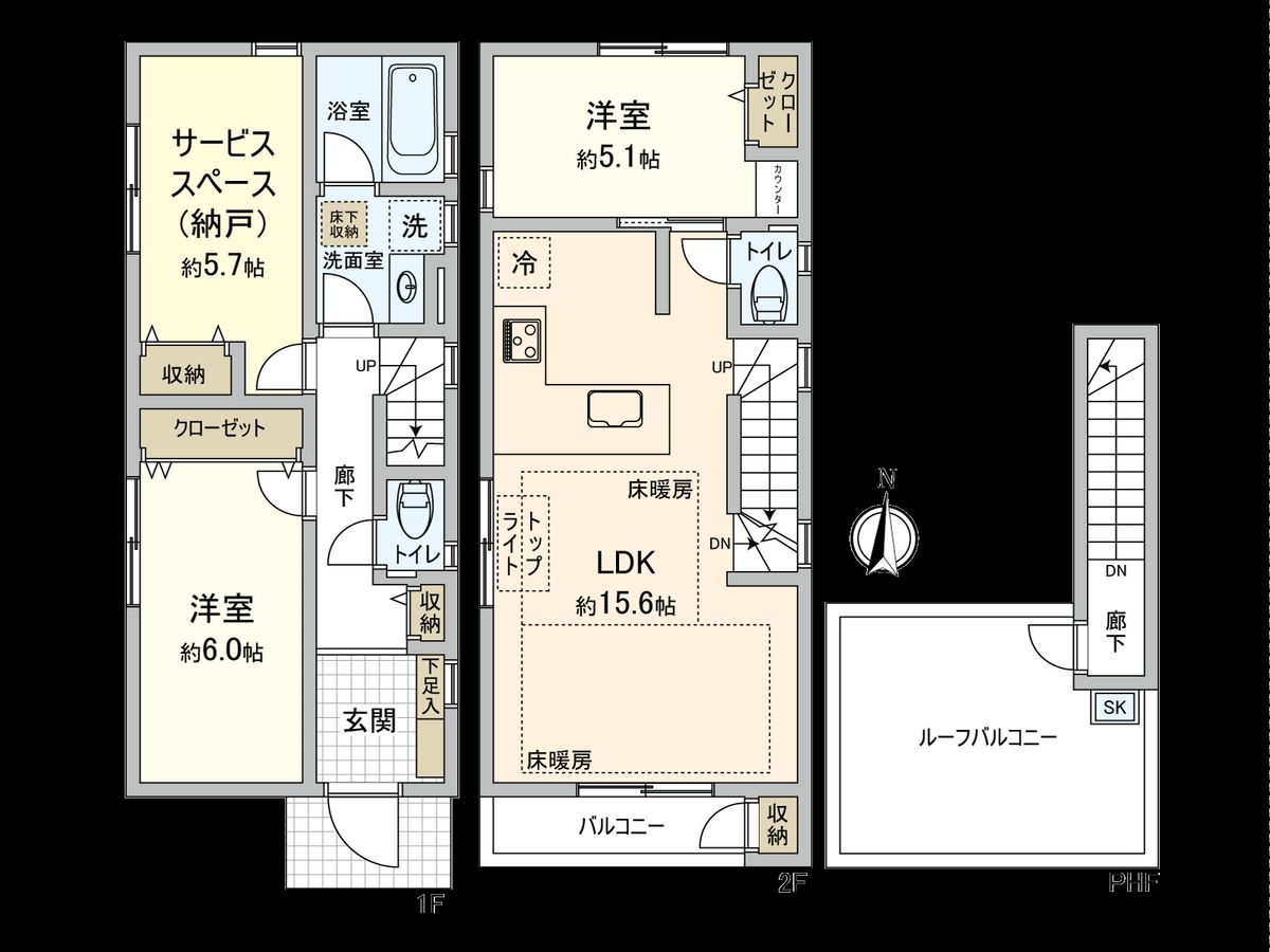 国立市西2丁目 2号棟 間取図(平面図) 間取図(平面図)