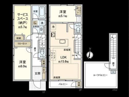 国立市西2丁目 2号棟 間取図(平面図)