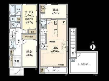 国立市西2丁目 3号棟 間取図(平面図)
