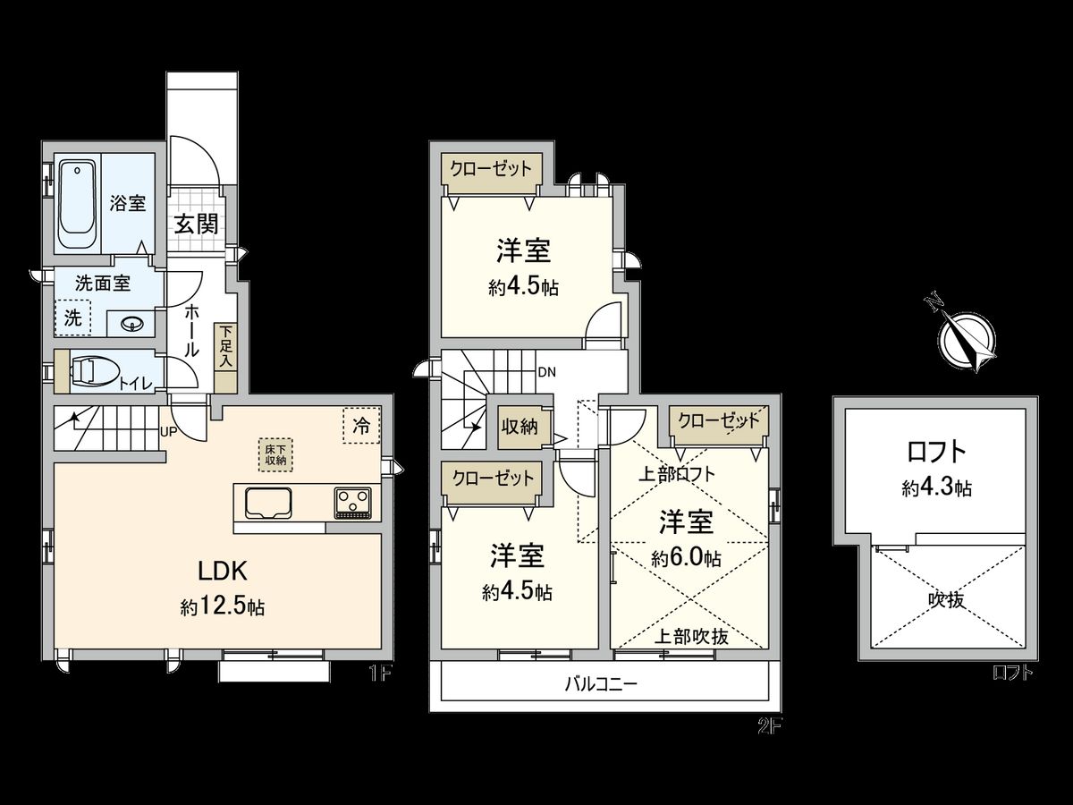 国分寺市内藤1丁目 A号棟 間取図(平面図) 間取図(平面図)