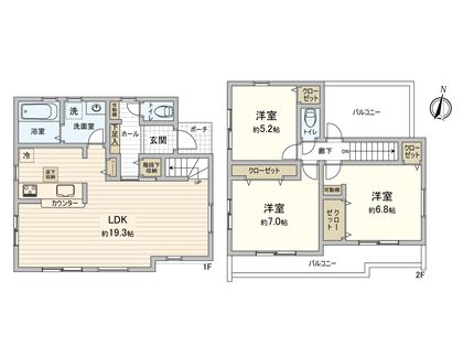国分寺市西町五丁目 新築戸建 間取図(平面図)