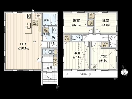 国立市青柳2丁目 間取図(平面図)