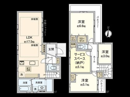 国立市東3丁目 1号棟 間取図(平面図)