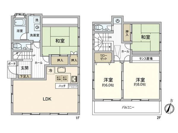 国立市谷保 戸建 間取図(平面図)