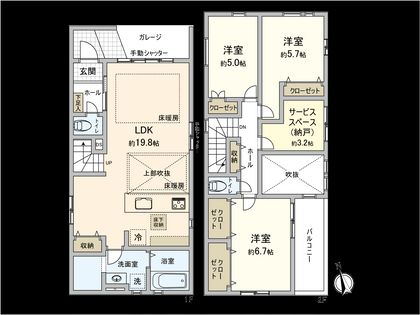 国立市東3丁目 1号棟 間取図(平面図)