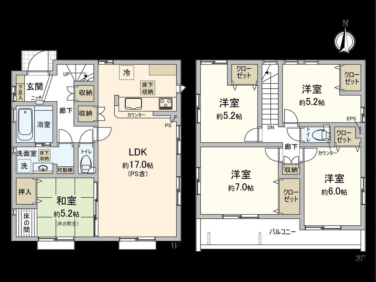 国立市中2丁目 1号棟 間取図(平面図) 間取図(平面図)