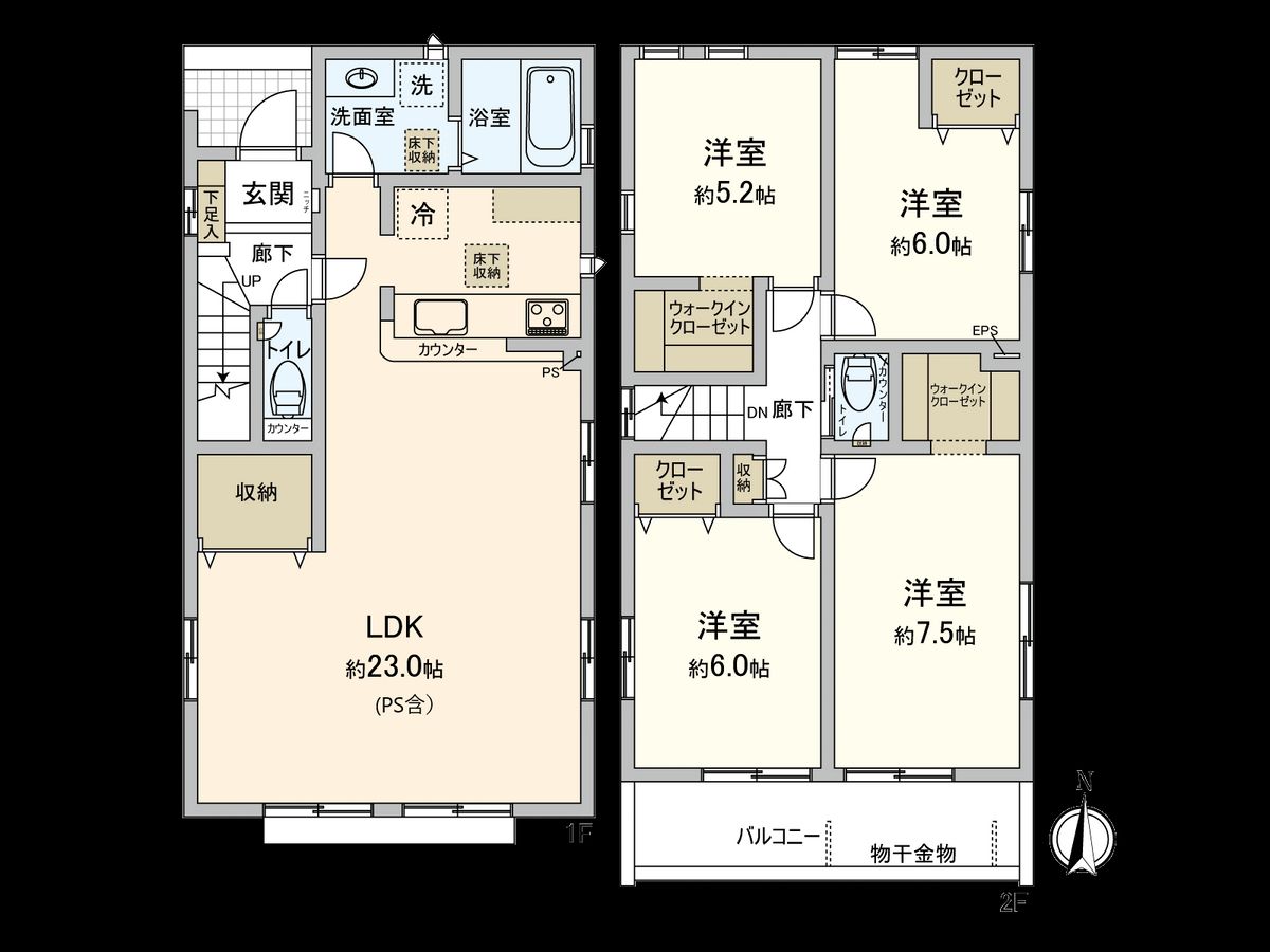国立市中2丁目 2号棟 間取図(平面図) 間取図(平面図)