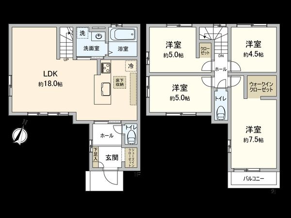 国分寺市高木町1丁目 1号棟 間取図(平面図)