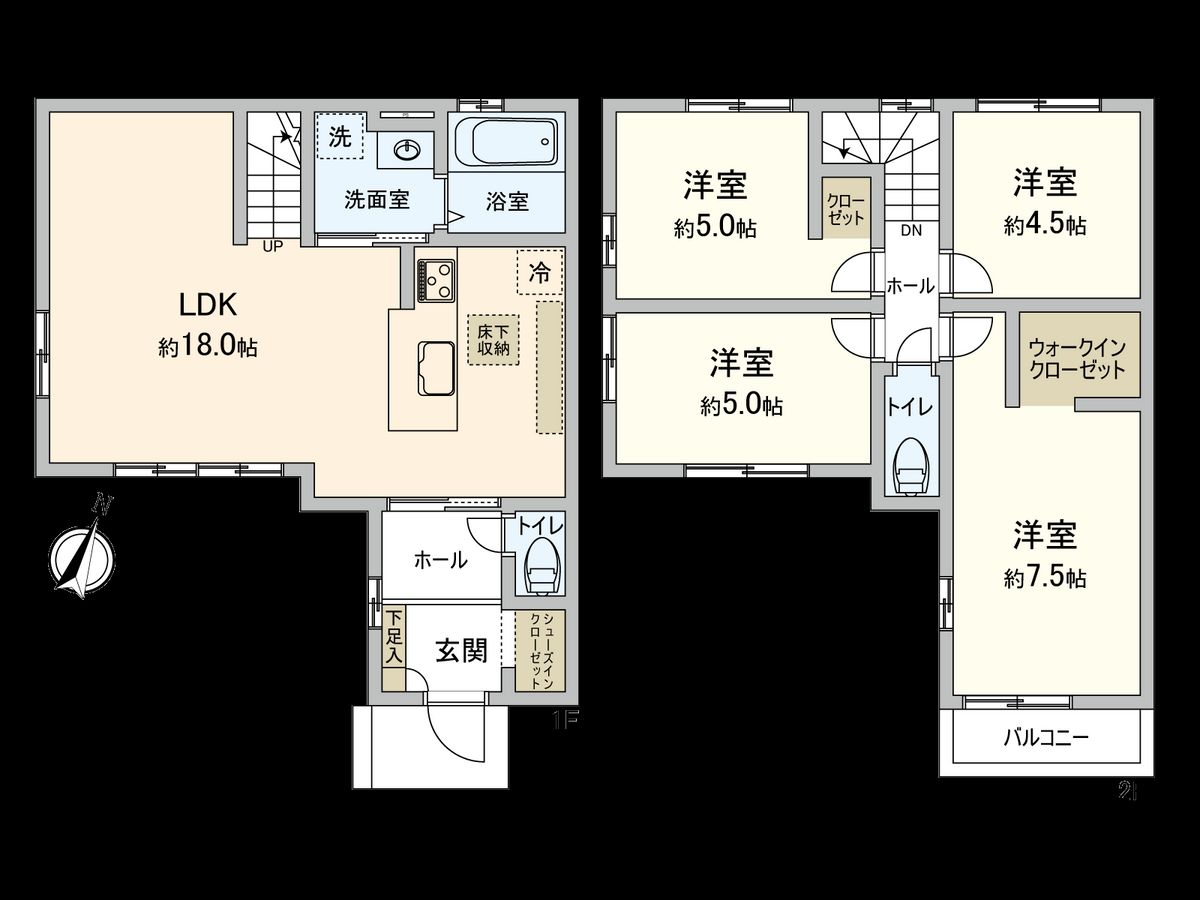 国分寺市高木町1丁目 1号棟 間取図(平面図) 間取図(平面図)
