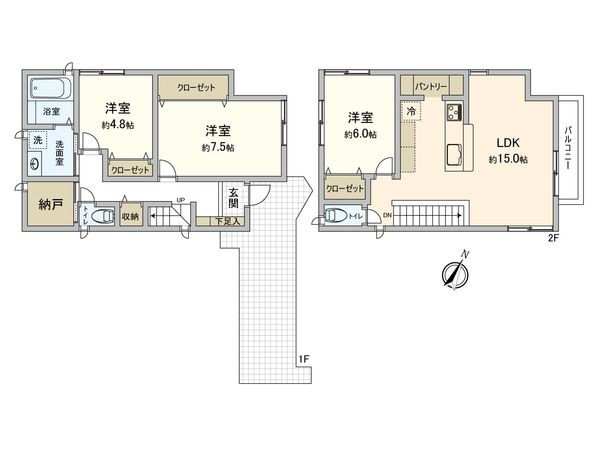 国立市西1丁目F棟 間取図(平面図) 国立市西1丁目F棟 間取図(平面図)
