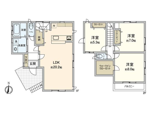 国立市西1丁目 E棟 間取図(平面図) 国立市西1丁目 E棟 間取図(平面図)