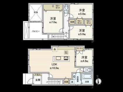 国分寺市新町2丁目 2号棟 間取図(平面図)