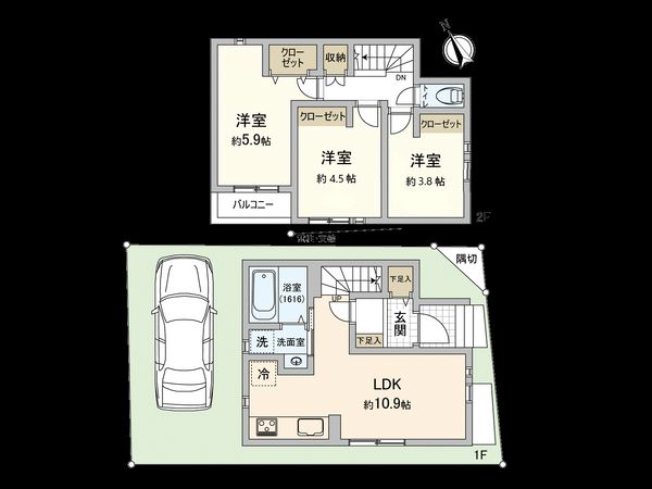 国立市東3丁目 2号棟 間取図(平面図)