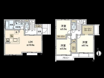 立川市若葉町2丁目 1号棟 間取図(平面図)