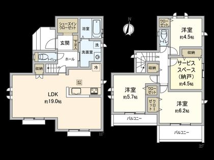 国立市谷保 A号棟 間取図(平面図)