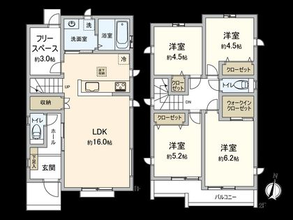 国立市谷保 B号棟 間取図(平面図)