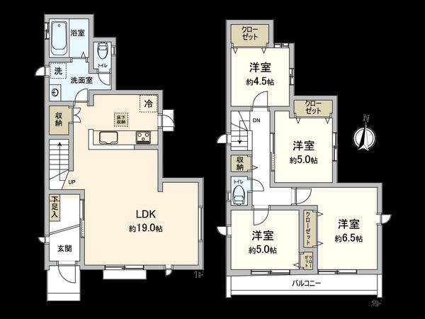 国立市谷保 C号棟 間取図(平面図)