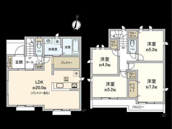 国立市谷保 F号棟 間取図(平面図)