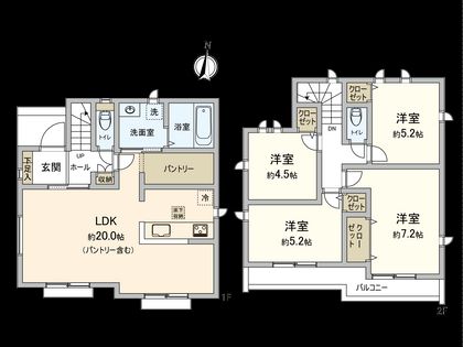 国立市谷保 F号棟 間取図(平面図)