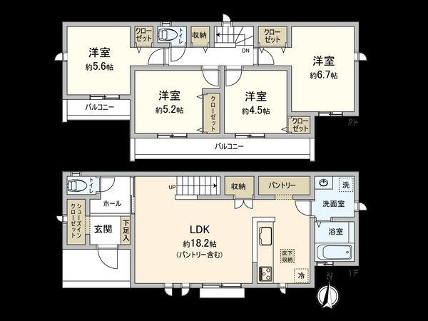 国立市谷保 J号棟 間取図(平面図)